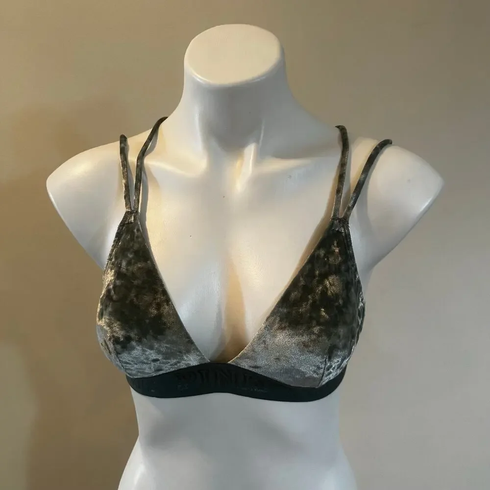 Victoria's Secret PINK dark green velvet strappy bralette sz XS
